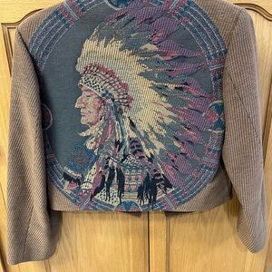 NWT Vitange WRAPS Indian embroidered jacket Small Native American Chief Western